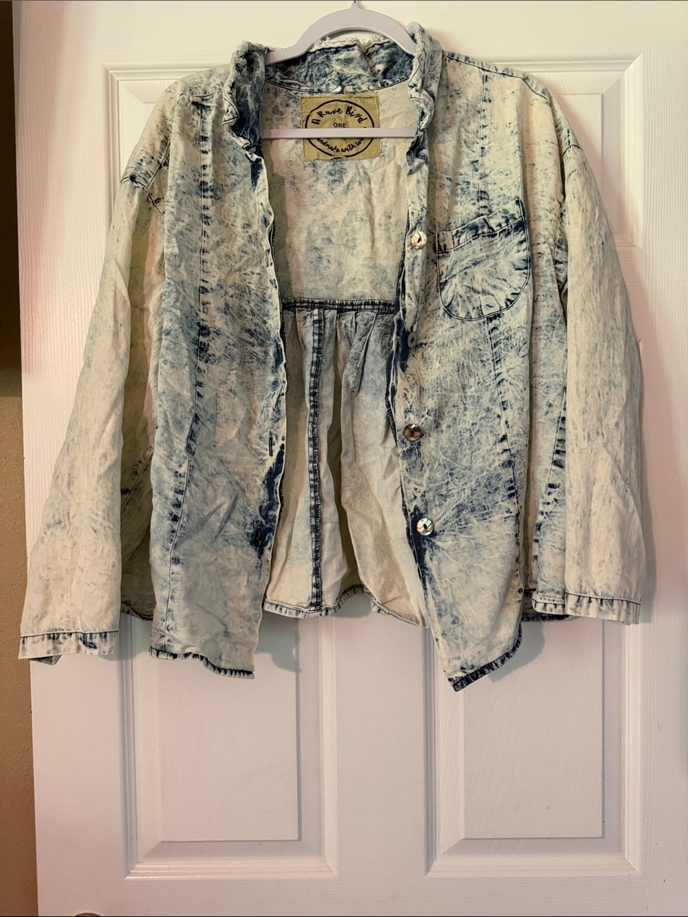 Acid Wash Light Blue Denim Jacket - Unbranded